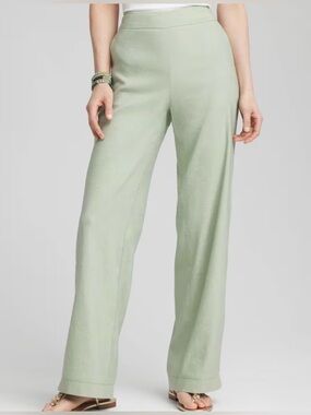 Banana Republic Light Sage Wide-Leg Pull-On Pants